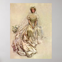 Vintage viktorianische Braut-Blumen, Brautporträt Poster