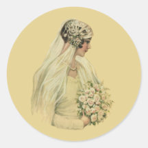 Vintage viktorianische Braut im Profil-Brautporträ Runder Sticker