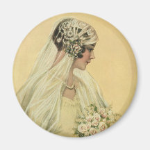 Vintage viktorianische Braut im Profil-Brautporträ Magnete