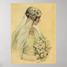 Vintage viktorianische Braut im Profil-Brautporträ Posterdrucke