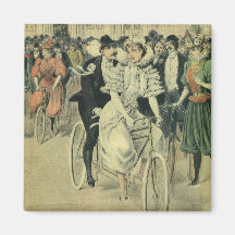 Vintage viktorianische Braut und Bräutigam auf ein Kühlschrankmagnet