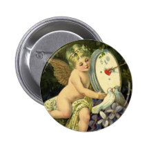 Vintage viktorianische Liebe-Vögel des Valentines  Button