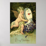 Vintage viktorianische Liebe-Vögel des Valentines  Plakatdruck