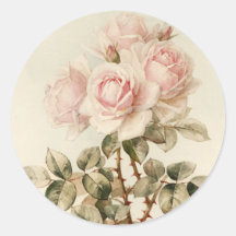 Vintage viktorianische romantische Rosen Runde Aufkleber