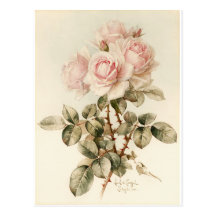 Vintage viktorianische romantische Rosen Postkarte