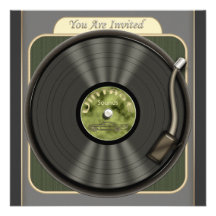 Vintage Vinylaufzeichnungs-Party Einladungen