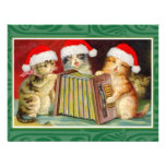 Vintage Weihnachtskatzen Personalisierte Einladungskarten