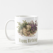 Vintage Welpen-Geburtstags-Schale Tee Tasse