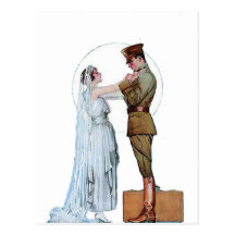 Vintage WWI Armee-Braut Postkarten