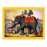 Vintage Zirkus-Plakat-Kunst - darstellender Elefan Postkarte