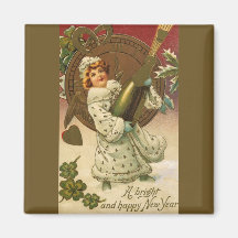 Vintagen neuen Jahres Magnets