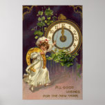 Vintagen neuen Jahres Plakatdruck