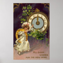 Vintagen neuen Jahres Plakatdruck