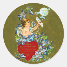 Vintager Amor u. MoonbeamValentine Runde Sticker