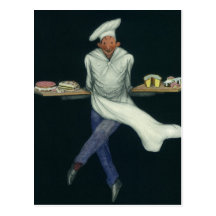 Vintager Bäcker mit Gebäck und anderen Nachtischen Postkarten