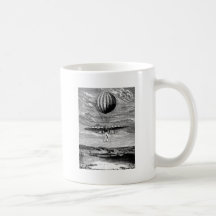 Vintager BallonBalloonist mit Fallschirm Kaffee Haferl
