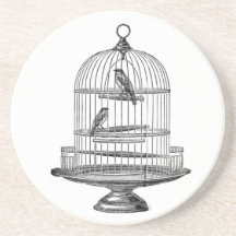 Vintager Birdcage mit Vogel… Untersetzer