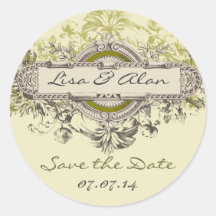 Vintager BlumenSave the Date Aufkleber