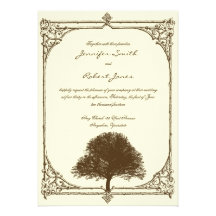 Vintager Brown-Eichen-Baum auf Sahnehochzeits-Einl