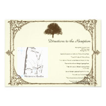 Vintager Brown-Eichen-Baum auf Sahnehochzeits-Rich Einladungskarte