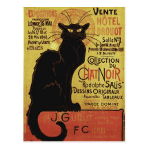 Vintager Chat Noir, Vente Hôtel Drouot Steinlen Postkarten