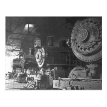 Vintager Dampf-LokomotivRoundhouse Postkarten