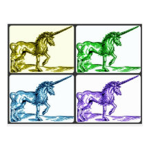 Vintager Druck c.1551 DER UNICORN-COLLAGE Postkarte