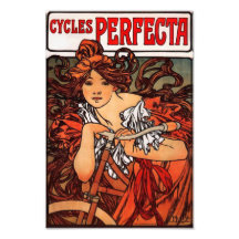 Vintager Fahrrad-Druck Alphonse Mucha Kunstphotos