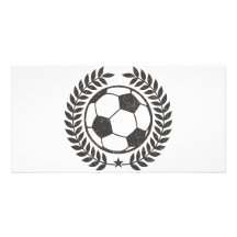 Vintager Fußball-olivgrünes Blatt und Stern Bilderkarte