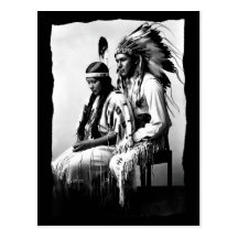 Vintager gebürtiger Amerikaner-Liebepaare Bannock- Postkarten