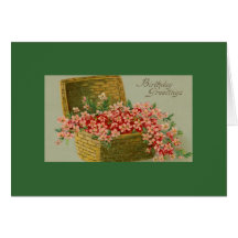 Vintager Geburtstags-Blumen-Korb Grußkarten