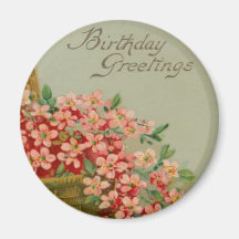 Vintager Geburtstags-Blumen-Korb Magnete