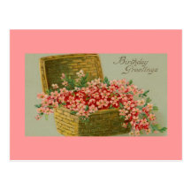 Vintager Geburtstags-Blumen-Korb Postkarte