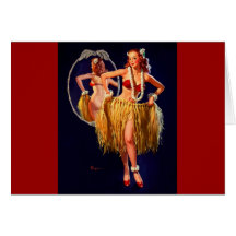 Vintager Gil Elvgren Hula hawaiischer Pin HERAUF M Karten