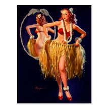 Vintager Gil Elvgren Hula hawaiischer Pin HERAUF M Postkarten