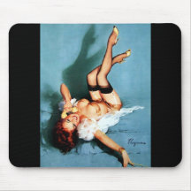 Vintager Gil Elvgren Pin HERAUF Mädchen am Telefon Mousepad