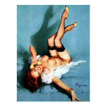 Vintager Gil Elvgren Pin HERAUF Mädchen am Telefon Postkarten