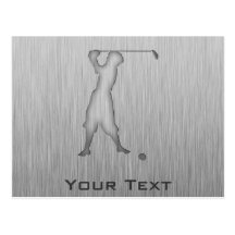 Vintager Golfspieler; Metall-Blick Postkarte