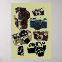 Vintager Grunge-Retro Kamera-Muster Poster