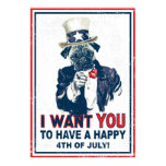 Vintager Grunge-Uncle Sam 4. des Juli-Mops-Plakats poster