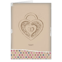 Vintager Herzverschluß mit Polkapunkten Grußkarten