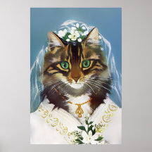 Vintager Hochzeits-Braut-Plakat-Druck