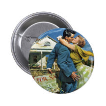 Vintager Jungvermählten-Kauf-erstes Haus; Wir zieh Button