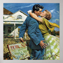 Vintager Jungvermählten-Kauf-erstes Haus; Wir zieh Poster