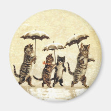 Vintager Katzen-Regenschirm-Schnee Kühlschrankmagnet