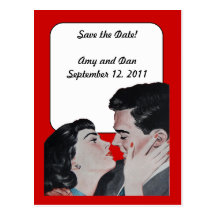 Vintager Kuss Save the Date Postkarten