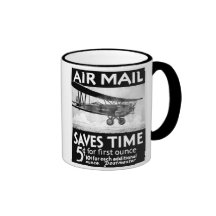 Vintager Luftpost-Plakat-Entwurf mit Bi-Pflanze Teetasse