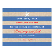 Vintager Ozean Stripes Save the Date Einladung