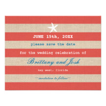 Vintager Ozean Stripes Save the Date Einladung