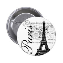Vintager Paris- u. Eiffel-Turm-Aufkleber Anstecknadelbuttons